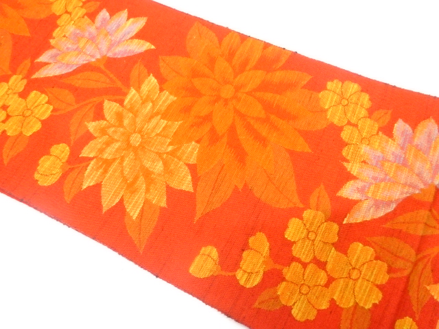 JAPANESE NAGOYA OBI / TSUMUGI / WOVEN FLORAL PLANTS